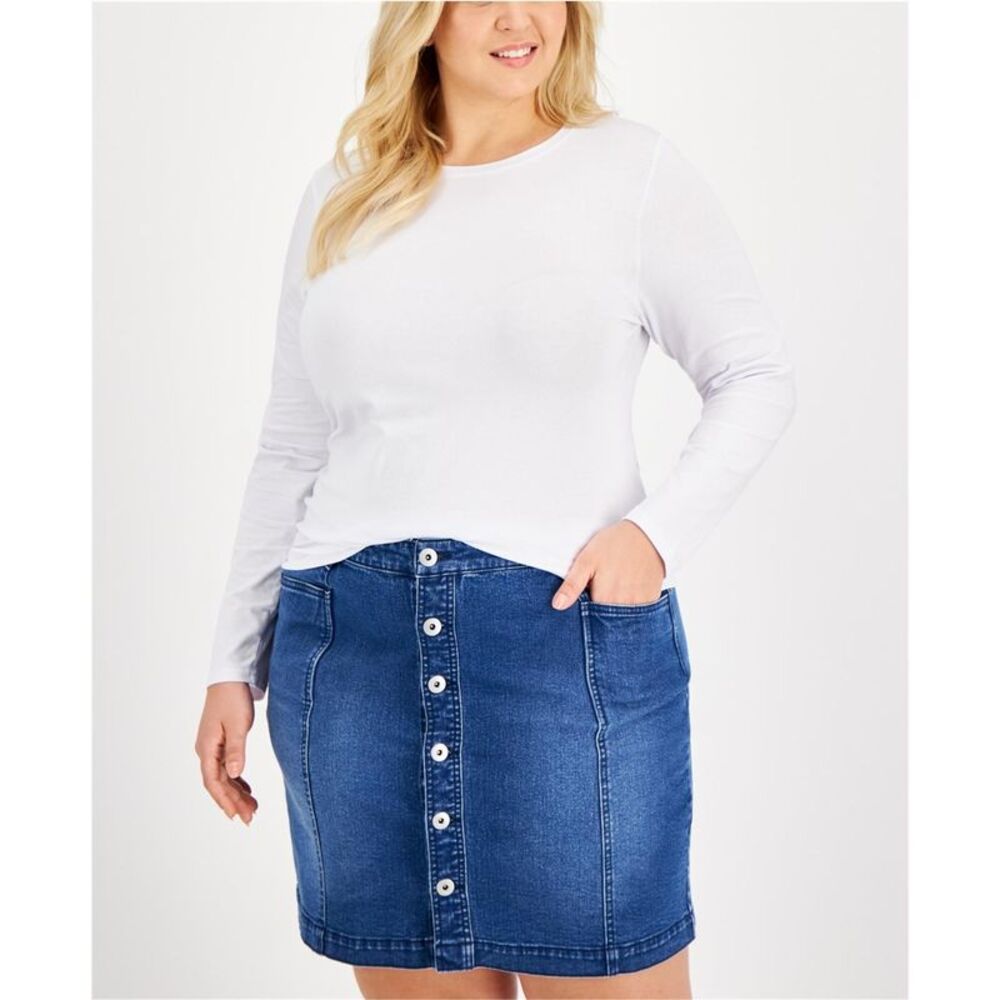 Aveto Womens Solid Basic T-Shirt, White, Plus Size, 2X, DM